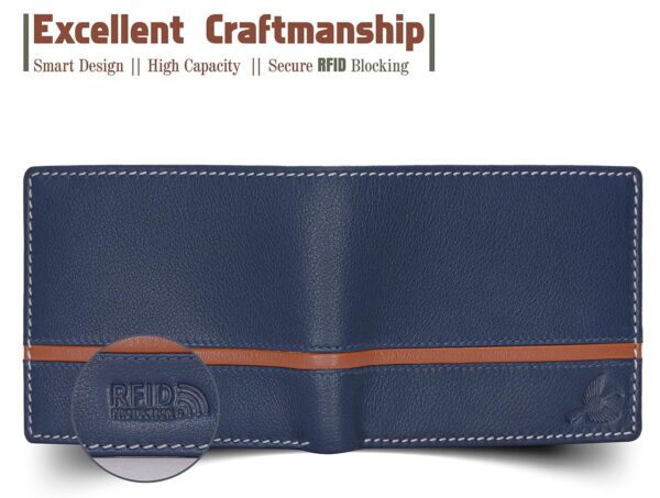 Hornbull Men's Leather Wallet - Navy - Image 4