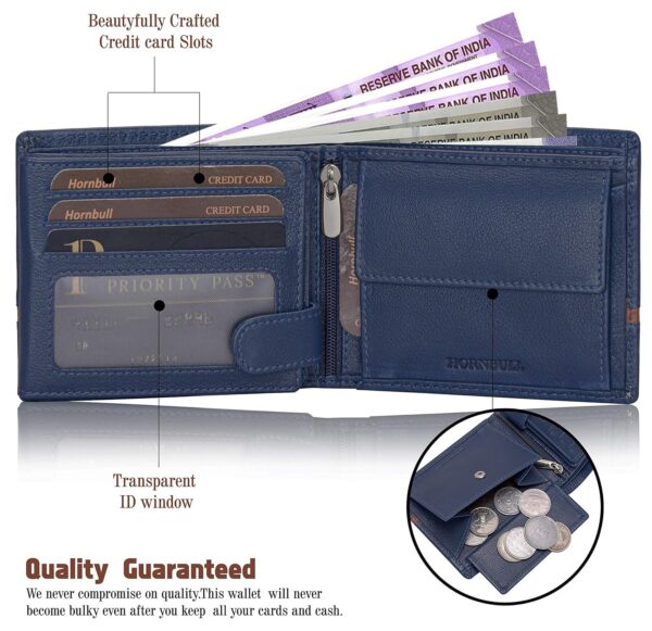 Hornbull Men's Leather Wallet - Navy - Image 3